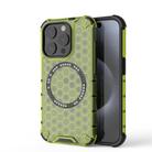 For iPhone 15 Pro Max Honeycomb Magnetic Ring Shockproof Phone Case(Green) - 1