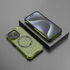 For iPhone 15 Pro Max Honeycomb Magnetic Ring Shockproof Phone Case(Green) - 2