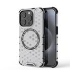 For iPhone 15 Pro Honeycomb Magnetic Ring Shockproof Phone Case(White) - 1
