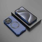 For iPhone 15 Pro Honeycomb Magnetic Ring Shockproof Phone Case(Blue) - 2