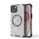 For iPhone 15 Plus Honeycomb Magnetic Ring Shockproof Phone Case(White) - 1