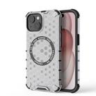 For iPhone 15 Honeycomb Magnetic Ring Shockproof Phone Case(White) - 1