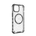 For iPhone 15 Honeycomb Magnetic Ring Shockproof Phone Case(White) - 3