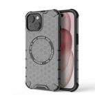 For iPhone 15 Honeycomb Magnetic Ring Shockproof Phone Case(Black) - 1