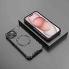 For iPhone 15 Honeycomb Magnetic Ring Shockproof Phone Case(Black) - 2