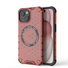 For iPhone 15 Honeycomb Magnetic Ring Shockproof Phone Case(Red) - 1