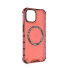 For iPhone 15 Honeycomb Magnetic Ring Shockproof Phone Case(Red) - 3