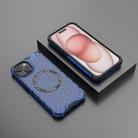 For iPhone 15 Honeycomb Magnetic Ring Shockproof Phone Case(Blue) - 2