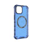 For iPhone 15 Honeycomb Magnetic Ring Shockproof Phone Case(Blue) - 3