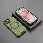 For iPhone 15 Honeycomb Magnetic Ring Shockproof Phone Case(Green) - 2