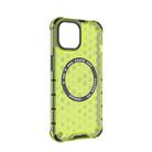 For iPhone 15 Honeycomb Magnetic Ring Shockproof Phone Case(Green) - 3