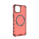 For iPhone 14 Plus Honeycomb Magnetic Ring Shockproof Phone Case(Red) - 3