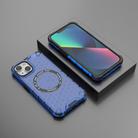 For iPhone 14 Plus Honeycomb Magnetic Ring Shockproof Phone Case(Blue) - 2