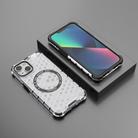 For iPhone 14 Honeycomb Magnetic Ring Shockproof Phone Case(White) - 2