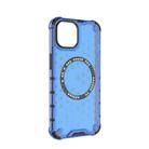 For iPhone 14 Honeycomb Magnetic Ring Shockproof Phone Case(Blue) - 3