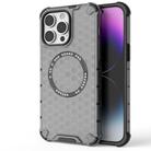 For iPhone 14 Pro Honeycomb Magnetic Ring Shockproof Phone Case(Black) - 1