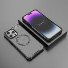 For iPhone 14 Pro Honeycomb Magnetic Ring Shockproof Phone Case(Black) - 2