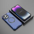 For iPhone 14 Pro Honeycomb Magnetic Ring Shockproof Phone Case(Blue) - 2