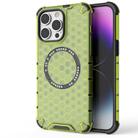 For iPhone 14 Pro Honeycomb Magnetic Ring Shockproof Phone Case(Green) - 1