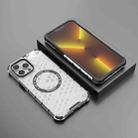 For iPhone 13 Pro Max Honeycomb Magnetic Ring Shockproof Phone Case(White) - 2