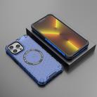 For iPhone 13 Pro Max Honeycomb Magnetic Ring Shockproof Phone Case(Blue) - 2