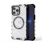 For iPhone 13 Pro Honeycomb Magnetic Ring Shockproof Phone Case(White) - 1