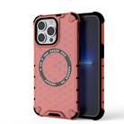 For iPhone 13 Pro Honeycomb Magnetic Ring Shockproof Phone Case(Red) - 1