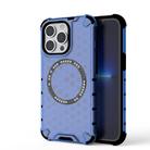 For iPhone 13 Pro Honeycomb Magnetic Ring Shockproof Phone Case(Blue) - 1