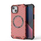 For iPhone 13 Honeycomb Magnetic Ring Shockproof Phone Case(Red) - 1