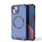 For iPhone 13 Honeycomb Magnetic Ring Shockproof Phone Case(Blue) - 1