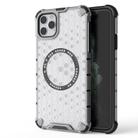 For iPhone 11 Pro Max Honeycomb Magnetic Ring Shockproof Phone Case(White) - 1