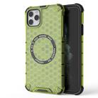 For iPhone 11 Pro Max Honeycomb Magnetic Ring Shockproof Phone Case(Green) - 1