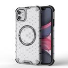 For iPhone 11 Honeycomb Magnetic Ring Shockproof Phone Case(White) - 1