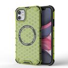 For iPhone 11 Honeycomb Magnetic Ring Shockproof Phone Case(Green) - 1