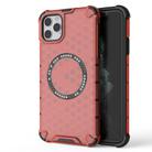 For iPhone 11 Pro Honeycomb Magnetic Ring Shockproof Phone Case(Red) - 1