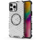 For iPhone 16 Pro Max Honeycomb Magnetic Ring Shockproof Phone Case(White) - 1