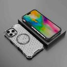 For iPhone 16 Pro Max Honeycomb Magnetic Ring Shockproof Phone Case(White) - 2