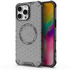 For iPhone 16 Pro Max Honeycomb Magnetic Ring Shockproof Phone Case(Black) - 1