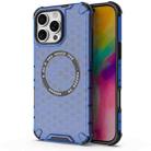 For iPhone 16 Pro Max Honeycomb Magnetic Ring Shockproof Phone Case(Blue) - 1