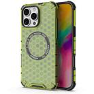 For iPhone 16 Pro Max Honeycomb Magnetic Ring Shockproof Phone Case(Green) - 1