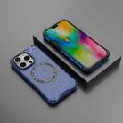 For iPhone 16 Pro Honeycomb Magnetic Ring Shockproof Phone Case(Blue) - 2