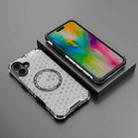 For iPhone 16 Plus Honeycomb Magnetic Ring Shockproof Phone Case(White) - 2