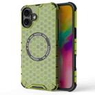 For iPhone 16 Plus Honeycomb Magnetic Ring Shockproof Phone Case(Green) - 1