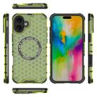 For iPhone 16 Plus Honeycomb Magnetic Ring Shockproof Phone Case(Green) - 3