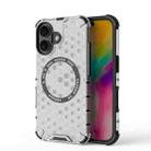 For iPhone 16 Honeycomb Magnetic Ring Shockproof Phone Case(White) - 1