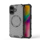 For iPhone 16 Honeycomb Magnetic Ring Shockproof Phone Case(Black) - 1