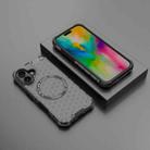 For iPhone 16 Honeycomb Magnetic Ring Shockproof Phone Case(Black) - 2