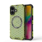 For iPhone 16 Honeycomb Magnetic Ring Shockproof Phone Case(Green) - 1