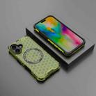 For iPhone 16 Honeycomb Magnetic Ring Shockproof Phone Case(Green) - 2