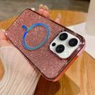 For iPhone 13 Pro Max Diamonds Plated Magsafe Phone Case(Pink) - 1